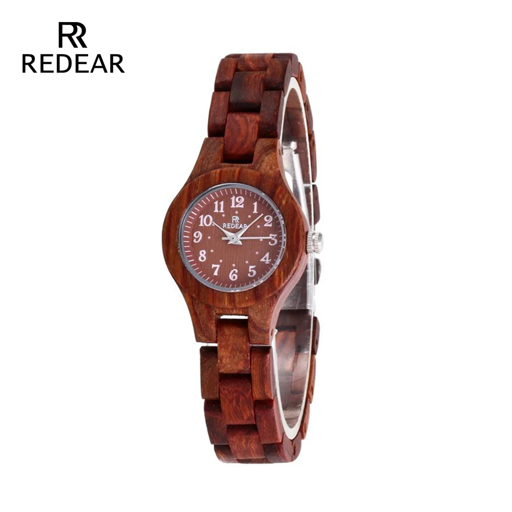 Free Shipping REDEAR Fashion Red Sandalwood Watch Woman Japan Movement Quartz Digital Display Watch Birthday Anniversary Lifts