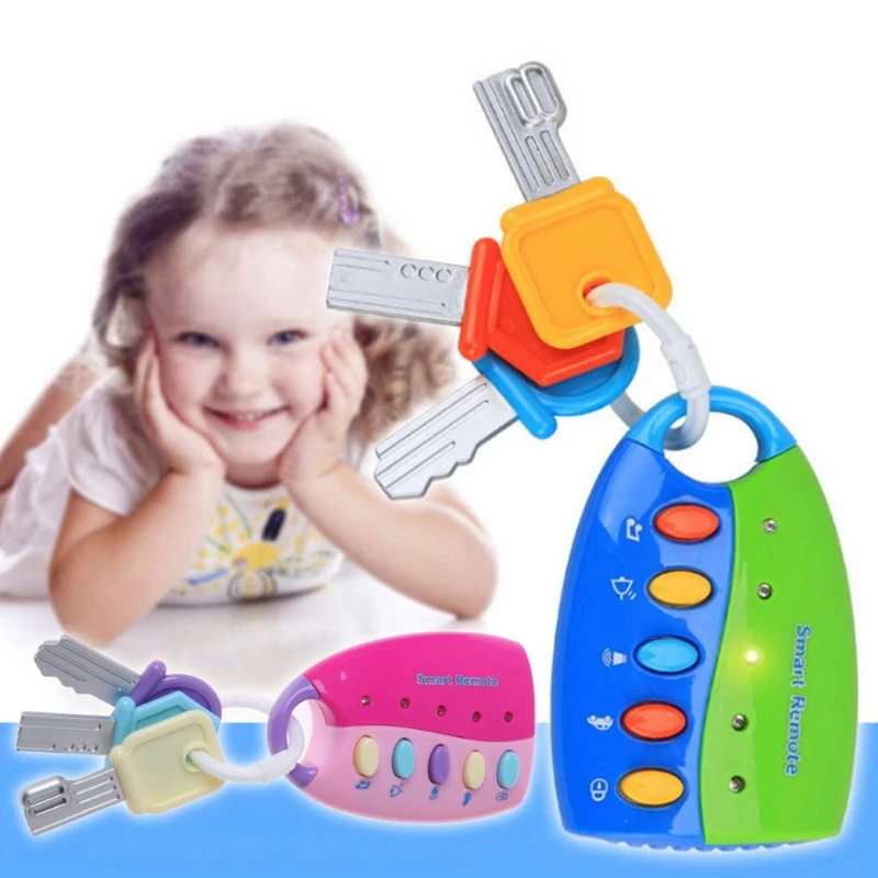 Puzzle music car key toy colorful flash music smart remote control several car sounds pretend to play baby toys