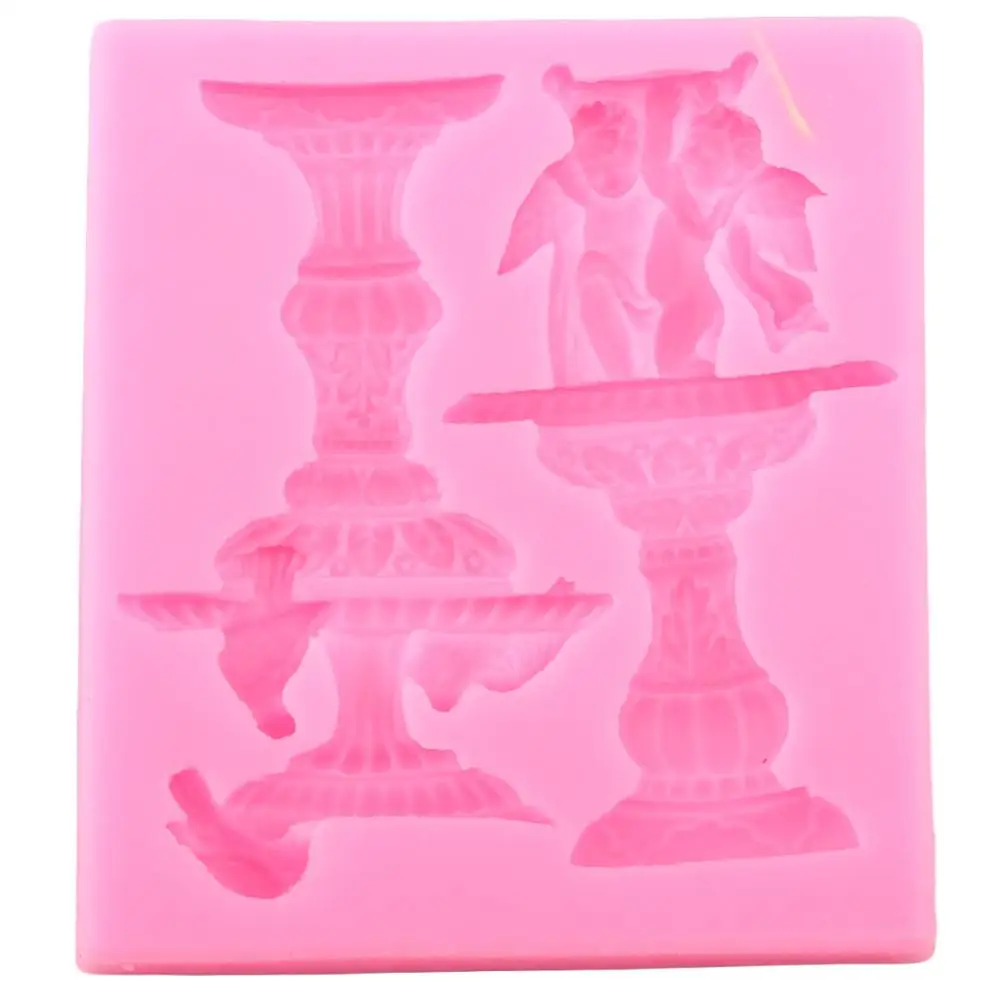 Vintage Fountains Silicone Molds DIY Angel Birds Wedding Fondant Cake Decorating Tools Candy Clay Chocolate Gumpaste Moulds