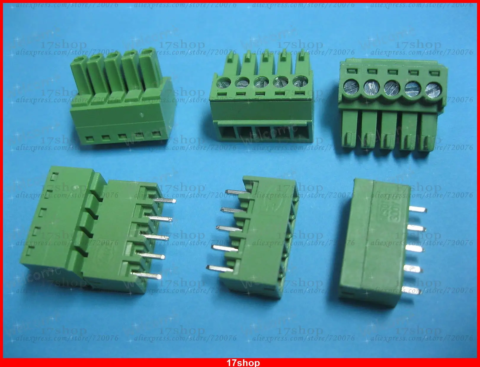 

50 pcs Pitch 3.81mm 5way/pin Screw Terminal Block Connector Green Pluggable Type