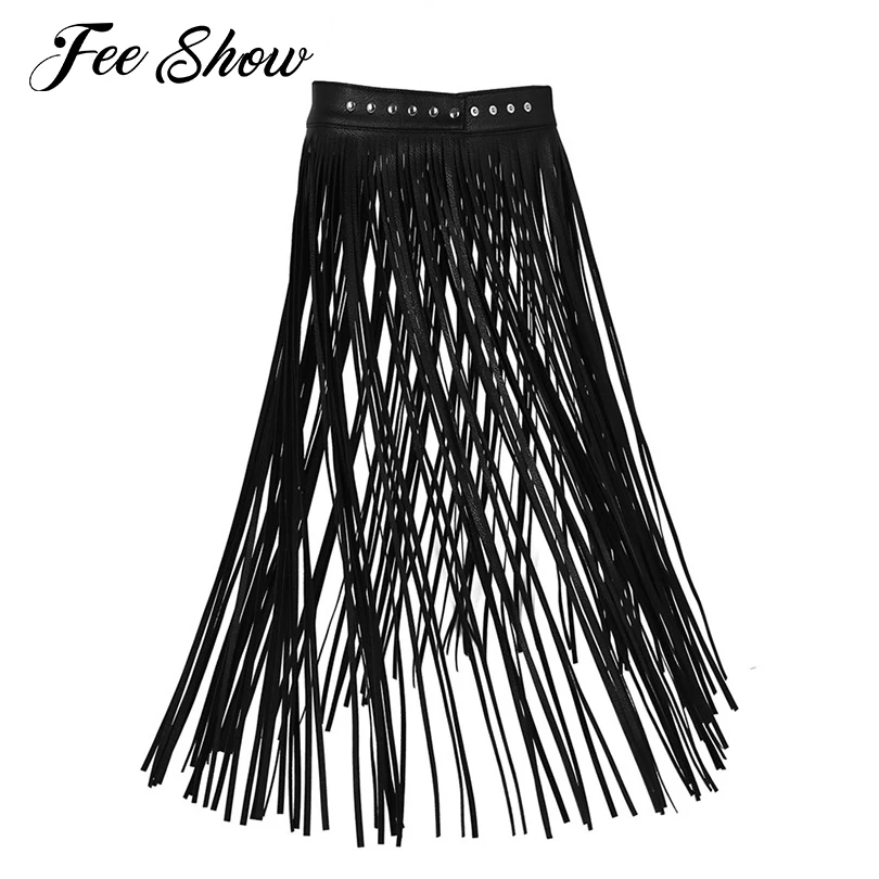 

New Brand Women Ladies Fashion Long Wide Belts Faux Leather High Waist Skirt Hippie Boho Waistband Long Fringe Tassel Skirt Belt