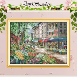 Paris Flower Market Patterns Counted Cross Stitch Set DIY 11CT 14CT 16CT Stamped DMC Cross-stitch Kit Embroidery Needlework