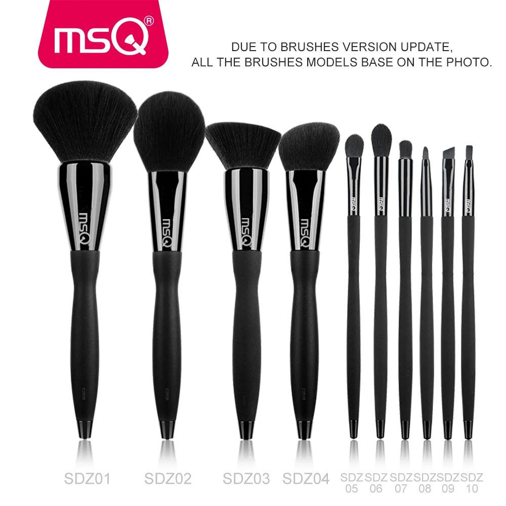 MSQ 10pcs Black Makeup Brushes Set Beauty Powder Eyeshadow Foundation Copper Ferrule With Magnetic Cylider Case Make Up Tools