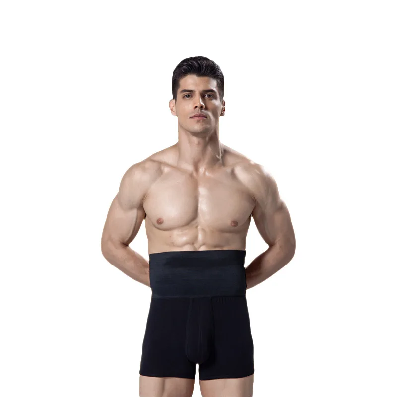 Men's high-waisted button-down compression waist and tummy pants men's body-shaping pants tummy three-point pants