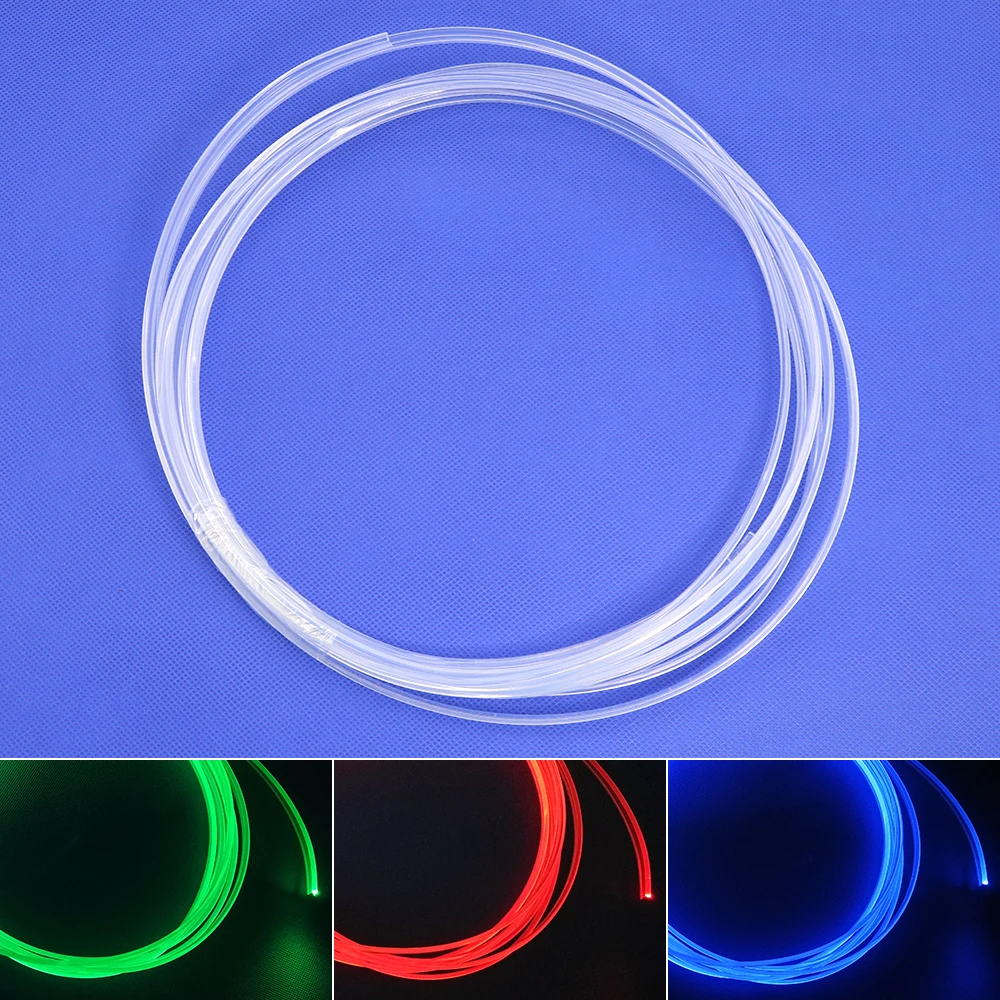 PMMA Fiber Optic Cable Dia 3.0mm Skirt Side glow 5M/10M/20M Built-in Light Guide Cable for Car Interior Atmosphere Light
