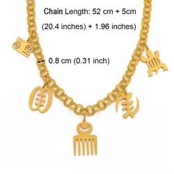 Anniyo African Symbol Necklaces for Women Gold Color Adinkra Gye Nyame Chain Necklace Ethnic Jewelry Party  #199906