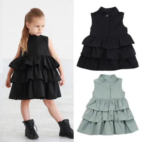 Newborn Kid Baby Girls Sleeveless Layered Dresses Party Pageant Cake Ruffle Tutu Dress Bubble Girls Clothes