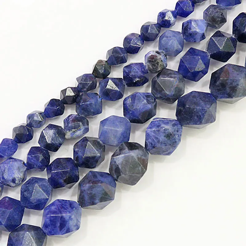 6-10mm Natural Faceted Blue Sodalite Stone Beads For Jewelry Making Beads Bracelets For Women 15'' Needlework DIY Beads Trinket