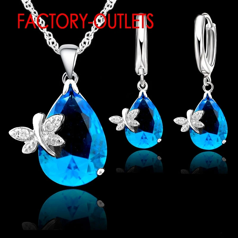 925 Silver Needle Bridal Jewelry Sets Fashion Jewelry Cute Water Drop Shap CZ Crystal Women Girls Engagement Anniversary