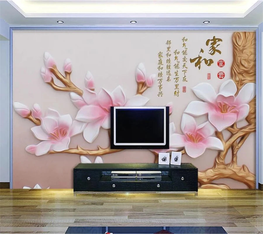 

wellyu обои Custom photo wallpapers 3d mural embossed magnolia home and wealthy TV backdrop picture papel de parede 3d wallpaper