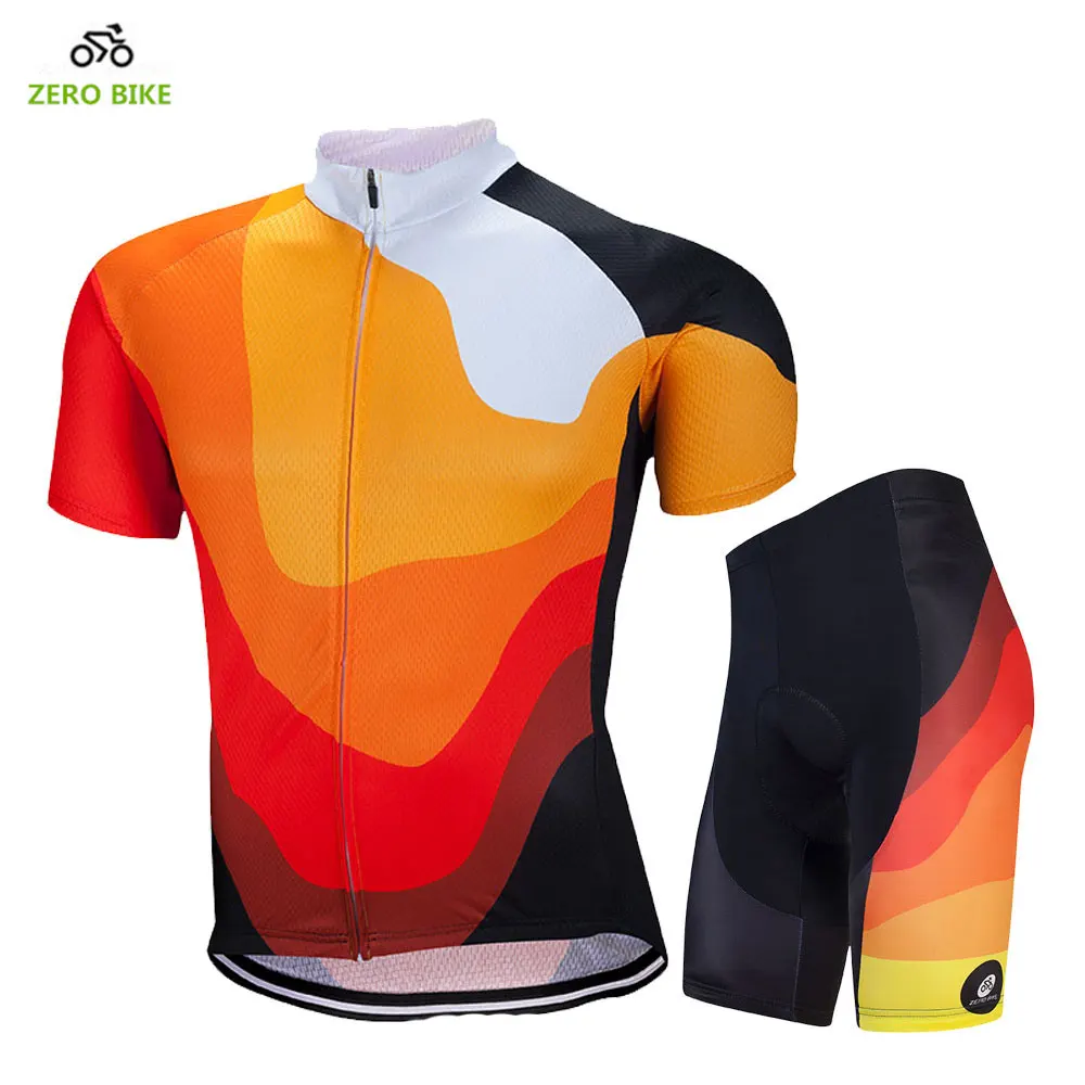 ZERO BIKE Men's Cycling Jersey Set 4D Gel Padded Bicycle Shorts + Short Sleeve Jersey Ciclismo Outdoor Cycling Clothing