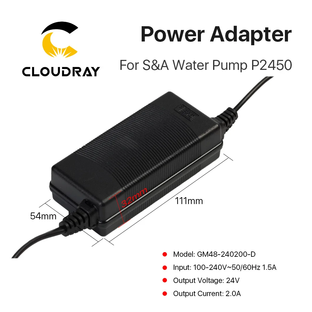 Cloudray Power Adapter S&A Chiller Power Adapter 24V 1.5A 2A 5A for S&A Water Pump P24100 P2450 P2430