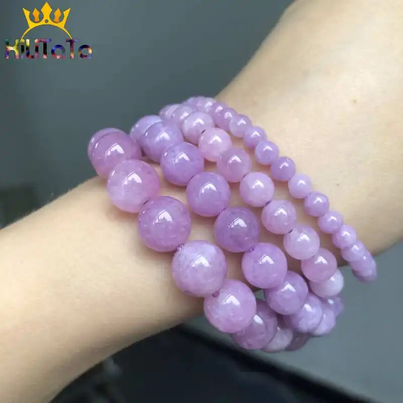 A+ Purple Angelite Stone Natural Beads Round Loose Spacer Beads For Jewelry Making DIY Bracelet Accessories 15\