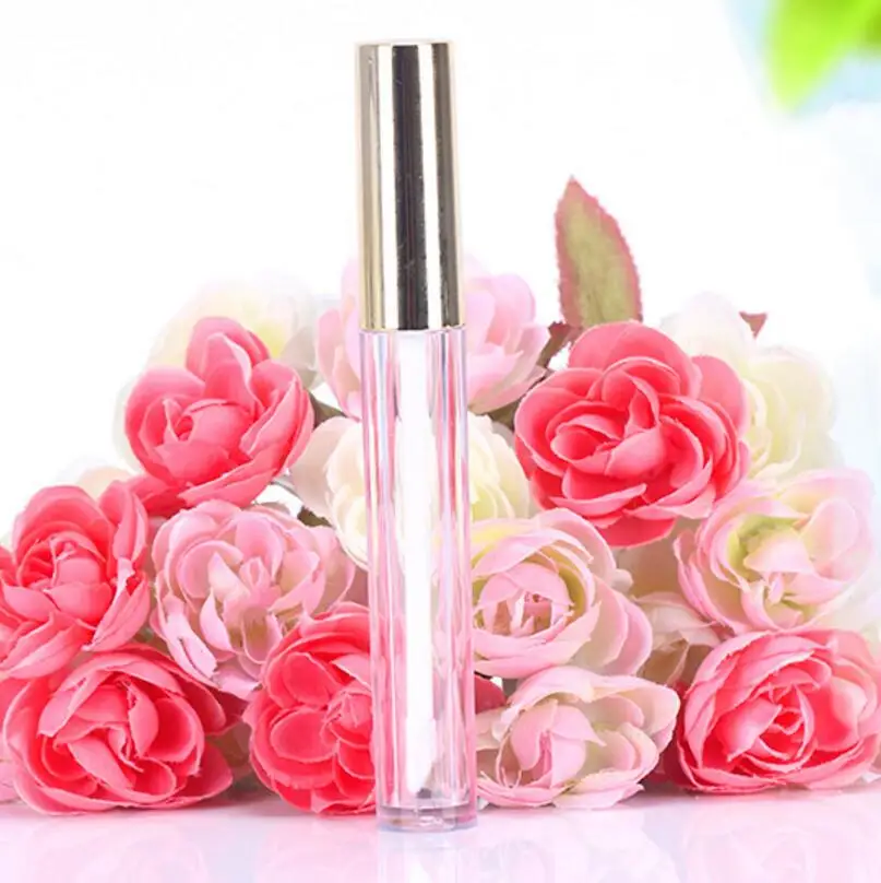 

10ML Mini round lip gloss tube cosmetic package lip gloss bottle empty container with gold cap LX1057