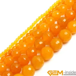 Yellow Jades Round Faceted Accessorries Beads For Jewelry Making Strand 15 inch DIY Jewelry Gifts For Women 4 6 8mm