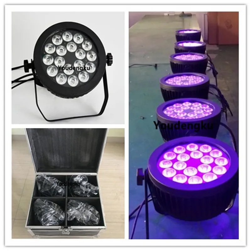 8 pieces with case DMX blinder Wedding stage led par 18x10w led RGBW par light 4in1 Waterproof outdoor flat led par light