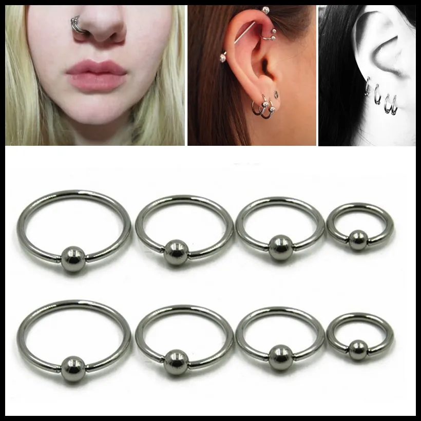 1PC 316l Surgical Steel BCR Captive Bead Ring Nose Septum Hoop Ear Cartilage Tragus Piercing Lip Body Jewelry For Sexy Girls