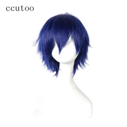 Ccutoo Blu Breve Fluffy Layered 30 cm Data Un Live Shido Itsuka Cosplay Capelli Sintetici Parrucche Piene Fibra di Resistenza Termica