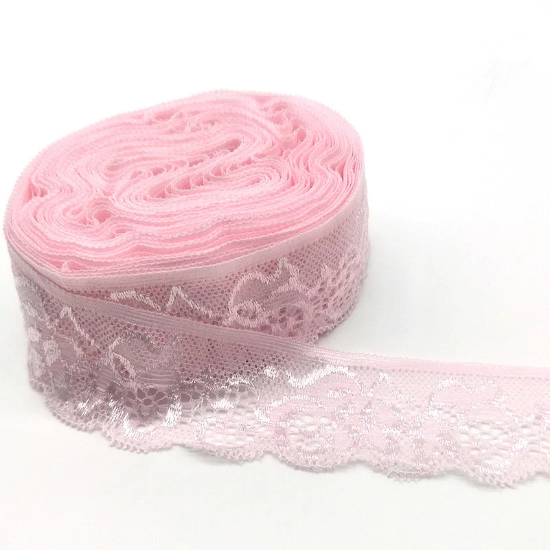 New High Quality 10Yards Elastic Force Lace Fabric Ribbon Lace Trim Ribbon Diy Craft Fabric 35MM Width African Fabrics Ribbon