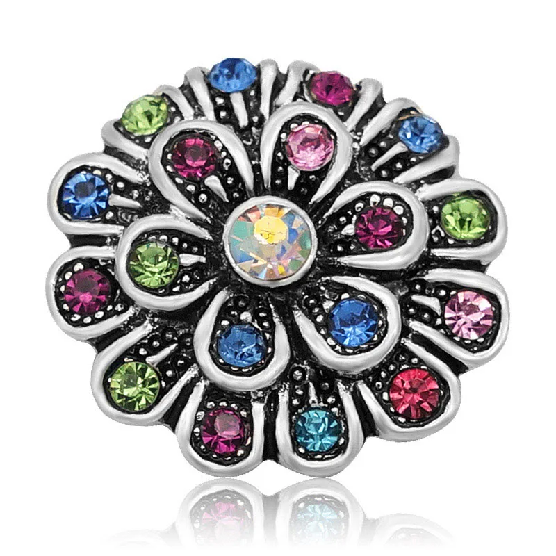 New KZ3114 Beauty Elegant Rhinestone daisy flowers 20MM snap buttons fit snap jewelry wholesale