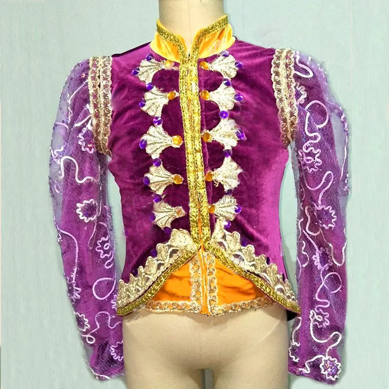 Custom Made Man Prince Purple Ballet Tunic Jacket,Prince Dance Costumes Elegant Ballet Lace Top For Man Or Children Kid