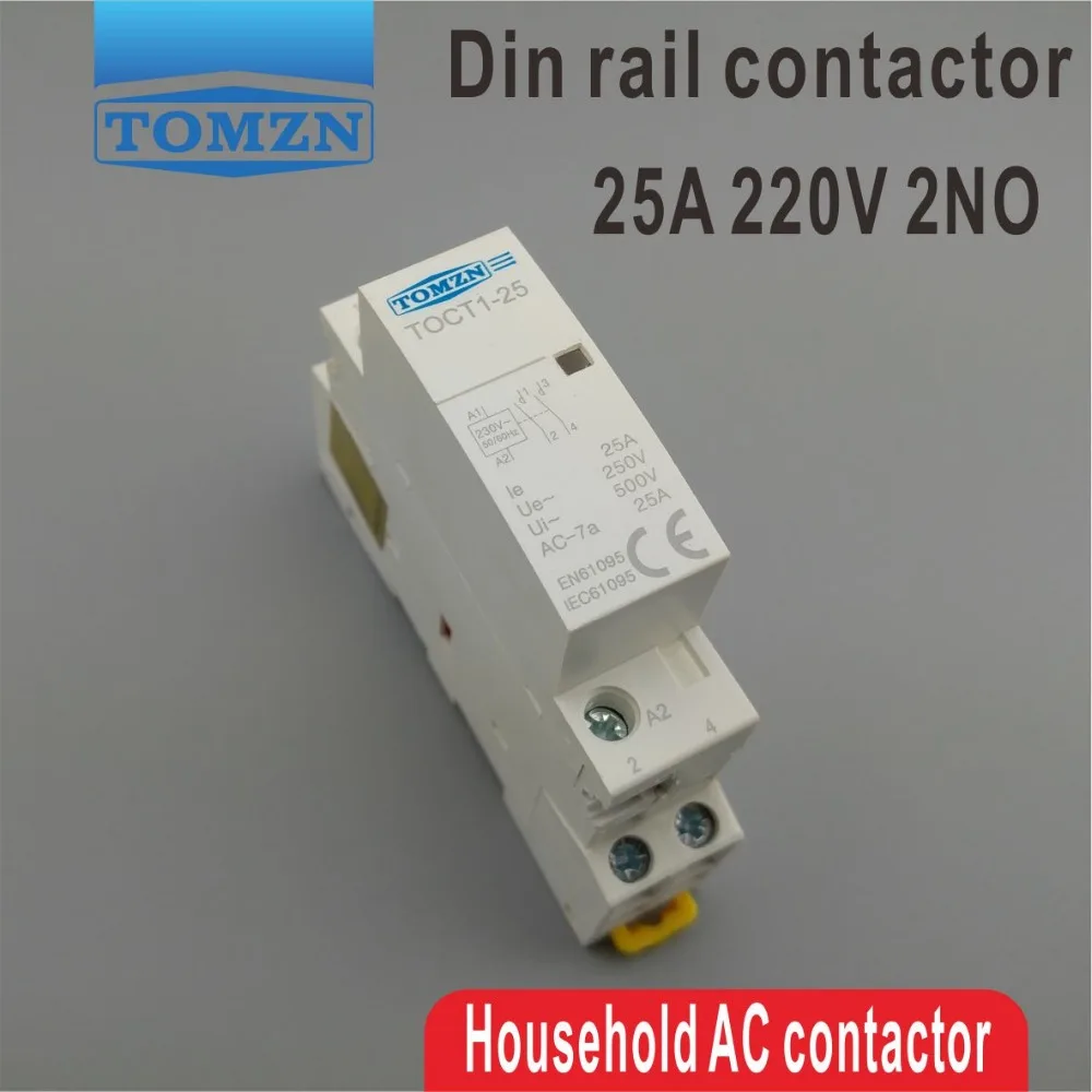 CT1 2 1080p 25A 220v/230v 50/60hz dinレール家庭用acモジュラーコンタクタ2NO