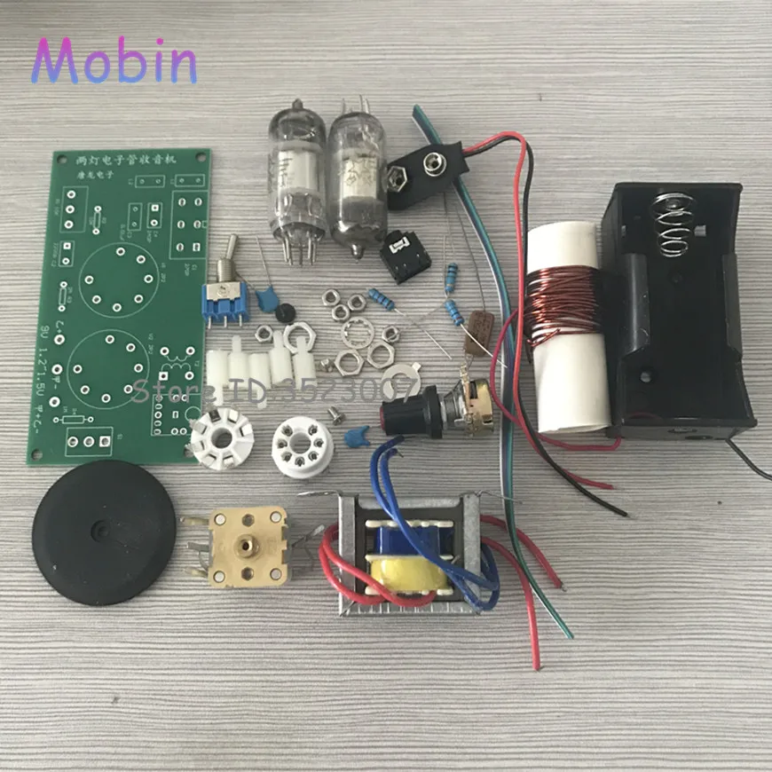 1PCS/LOT Regenerative Tube Radio Kit DC Two Lights Short Wave Tube Radio Kit CW SSB With PCB Board