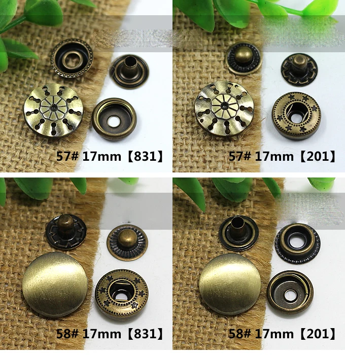 17mm round vintage bronze color metal snap button leather craft bag clothing sewing accessories 50sets/lot