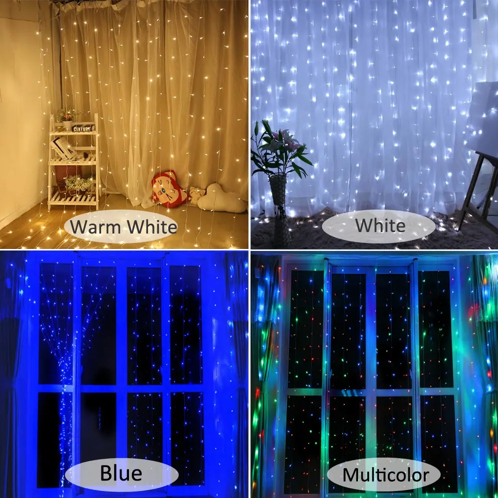 Luzes de fadas led alimentadas por bateria usb cortina luz 220v à prova dwaterproof água festa casamento guirlanda ao ar livre led luzes decorativas natal