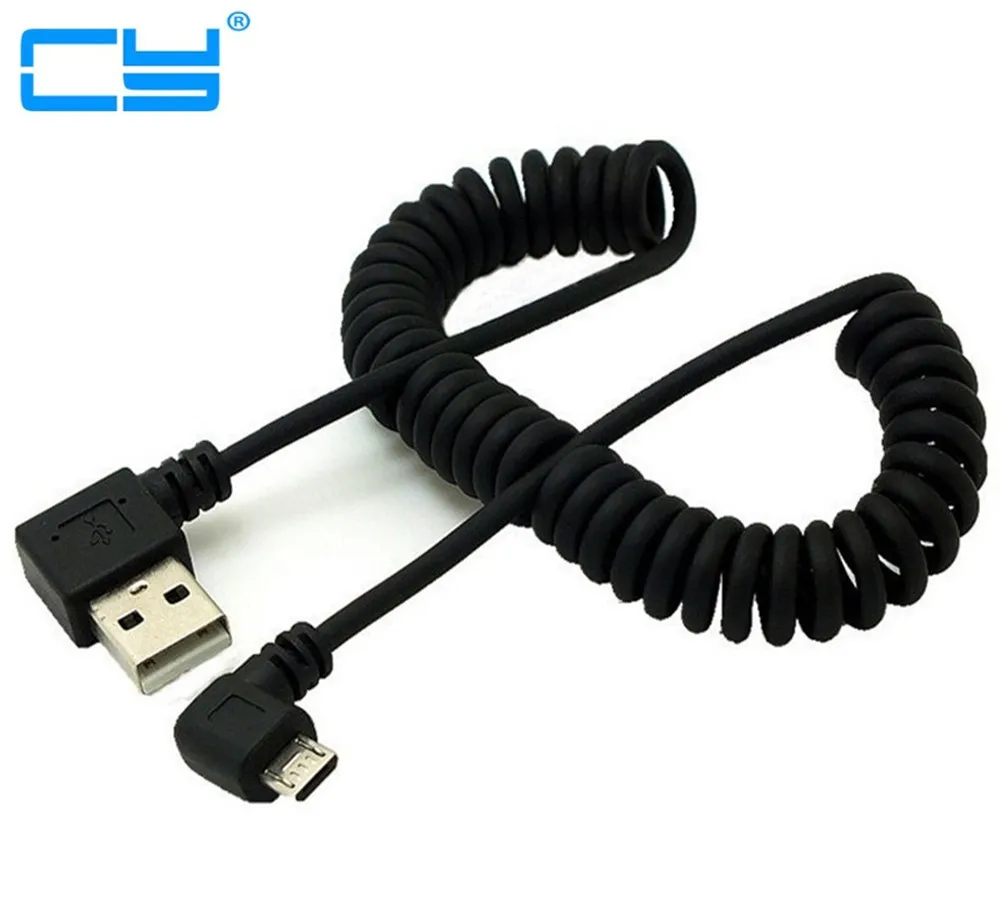 90 graus eine esquerda em angulo micro usb macho para usb masculino esquerda winkel mola trecho Retratil cabo de sincronizacao