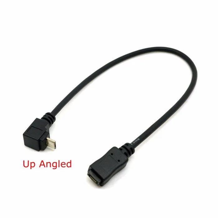 Up to Down 90 Degree Angled Micro USB 2.0 Male to Female Extension Cable Full 5Pin Connected MicroUSB Extension