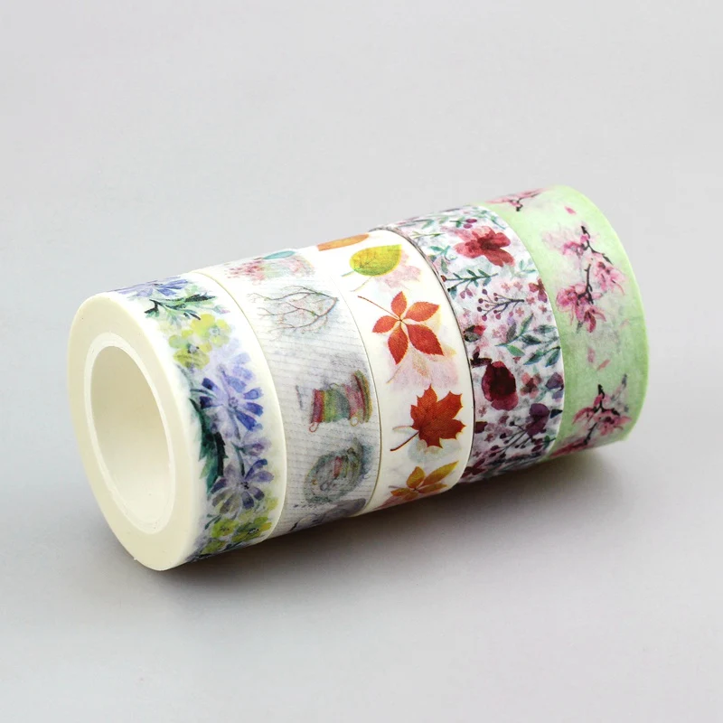 Imagem -03 - Fita de Papel Japonesa Washi 50 Peças Fita Colorida Kawaii 596 Padrões para Scrapbooking 15 mm 10m