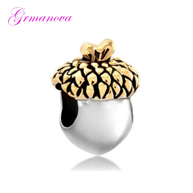 Golden classic fashion fruit charm beads DIY handmade jewelry amulet Fit Pandora Bracelet Necklace