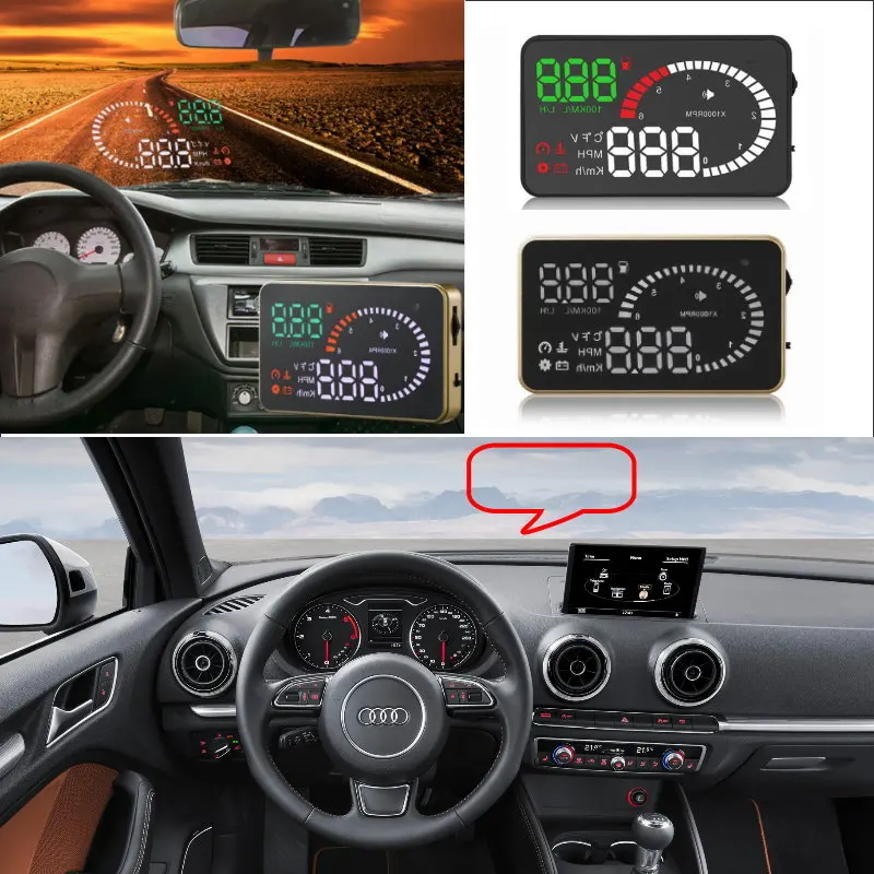 Автомобильный HUD Дисплей на голову для Audi A3/A4/A5/A6/Q5/Q7 2010-2019 Автомобильный дисплей на голову цифровой вириальный экран проектор лобовое стекло