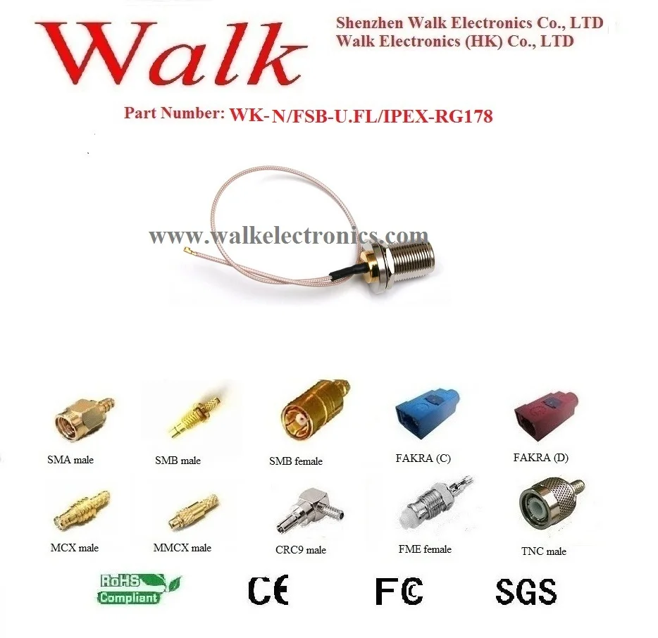 

N женский U. FL RG178 кабель, N кабель ipex, N соединительный кабель, N U. FL Кабель-адаптер
