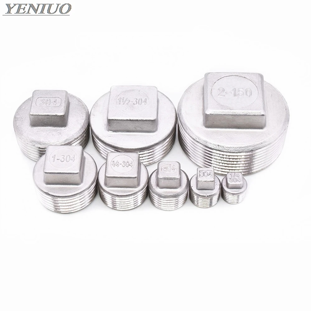 

Stainless steel 304 1/4" 3/8" 1/2" 3/4" 1" 1-1/4' 1-1/2" BSP Male Thread Pipe Fitting Square Head Plug SS304