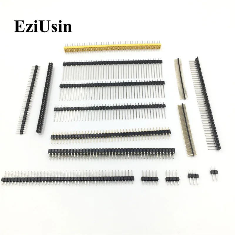 

EziUsin 2.54 2.0 1.27 MM Male Femal Pinheader Right Angle Pin Header Flat Angle 10P 40P Single Double Row PCB Connector