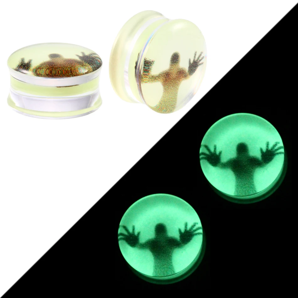 2Pcs Glow In The Dark Silicone Ear Plugs And Tunnels Piercing Expander Piercing Tunnel Ear Tunnels Stretchers Plug Ear Gauges