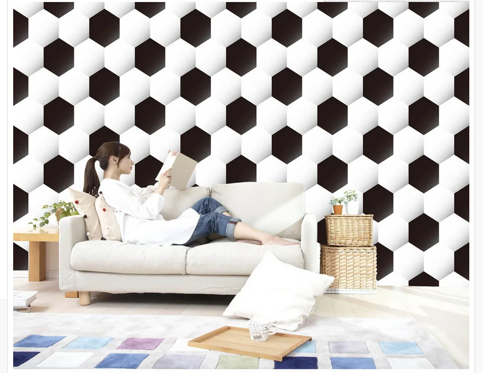 3d bathroom wallpaper Home Decoration Giant bar black and white checkered TV backdrop window mural wallpaper