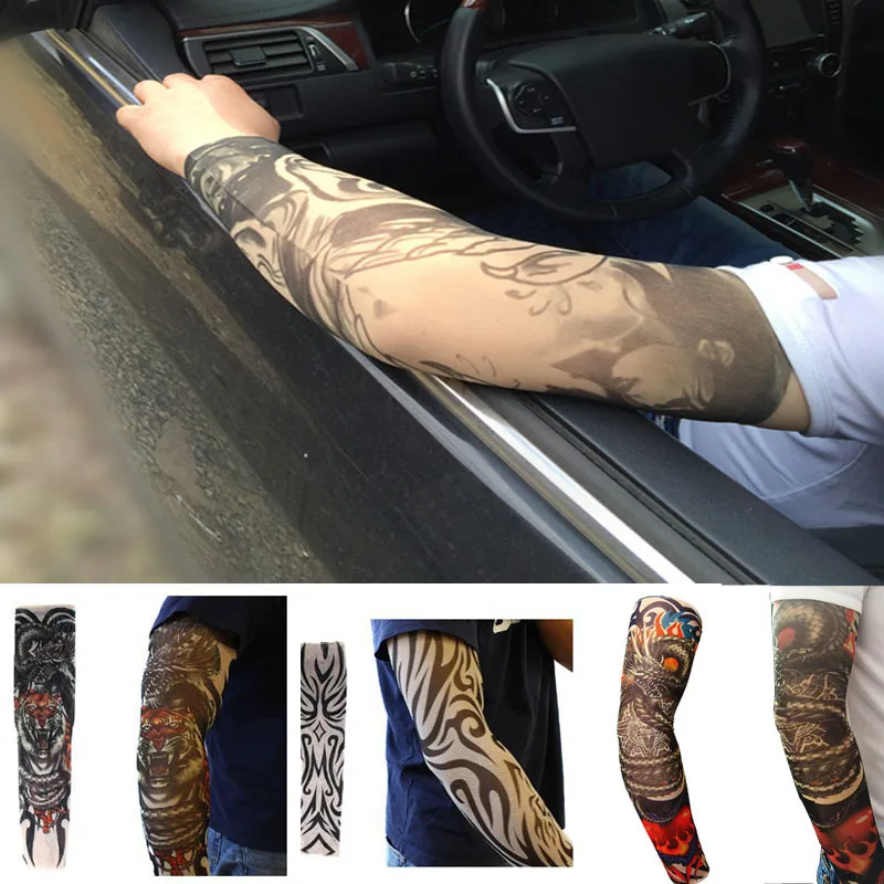 Elastic Tattoo Sleeve 1Pcs Unisex Arm Stockings Arm Sleeves Fake Tattoo Sleeves Temporary Fake Slip On Tattoo Arm Sleeves Kit