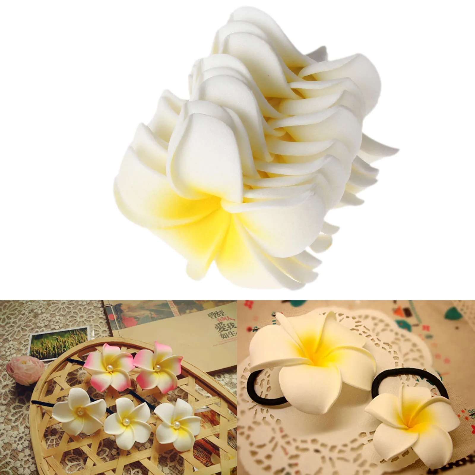 10pcs Table Decorations Plumeria Hawaiian Foam Frangipani Flower for Wedding Party Decoration Romance Dia4cm 1.57inch