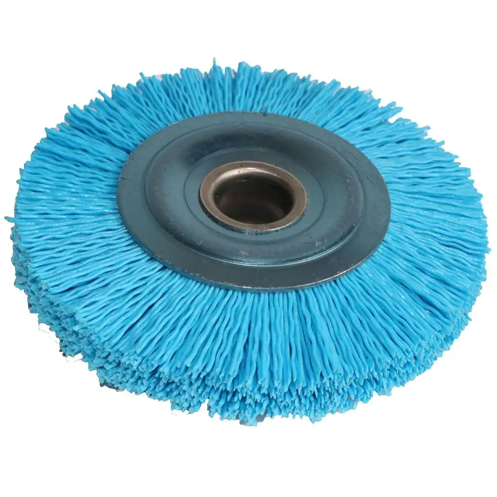 1pc 100*16mm 4 Inch Nylon Abrasive Brush Wheel Grit120-600 Polymer-abrasive Wire Drawing Round Polishing Brush wood deburring