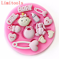 3D Silicone Baby Shower Party  Fondant Mold For Cake Decorating silicone mold Fondant Cake sugar craft Moulds Tools
