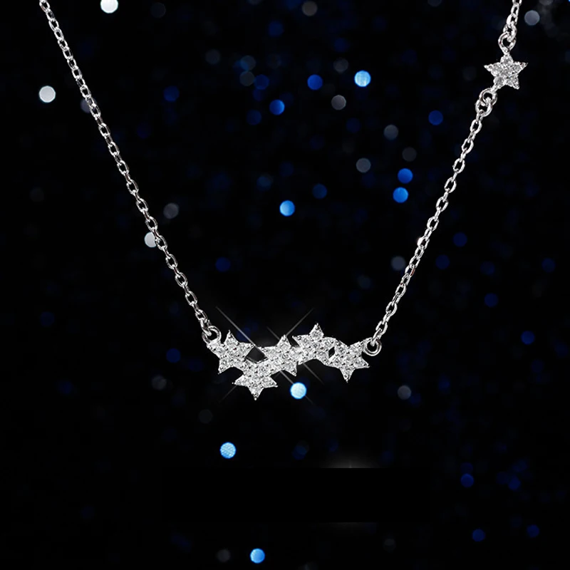 ZHOUYANG Pendant Necklaces For Women Ins Collarbone Chain Little Star Micro Cubic Zirconia Silver Color Fashion Jewelry KBN397