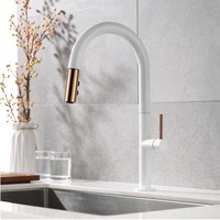 Newly Arrived Pull Out Kitchen Faucet Rose gold and White Sink Mixer Tap 360 degree rotation  kitchen mixer taps Kitchen Tap