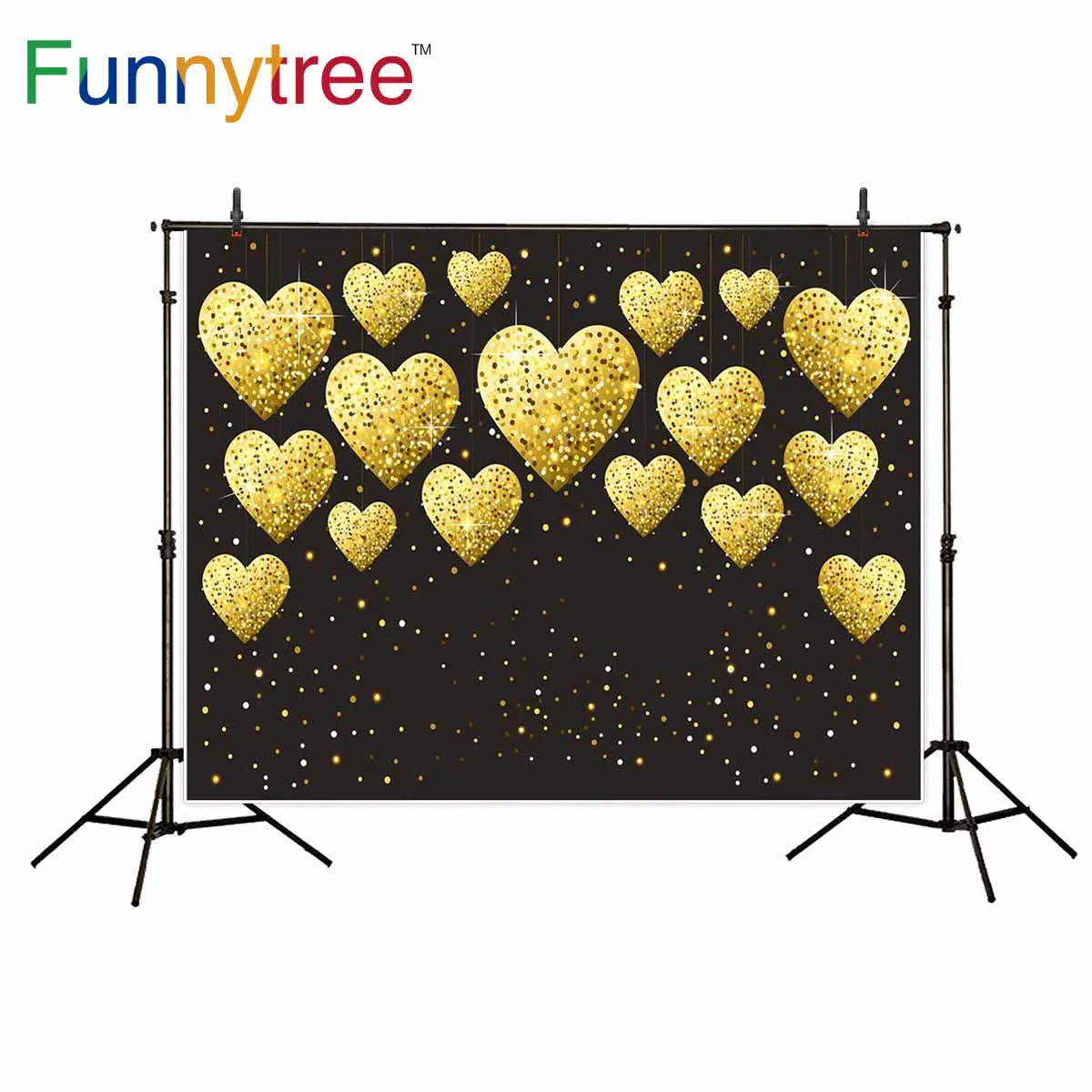 Funnytree photography backdropsGolden heart Black ground Little bit of gold photocall photography studio funds for the photo