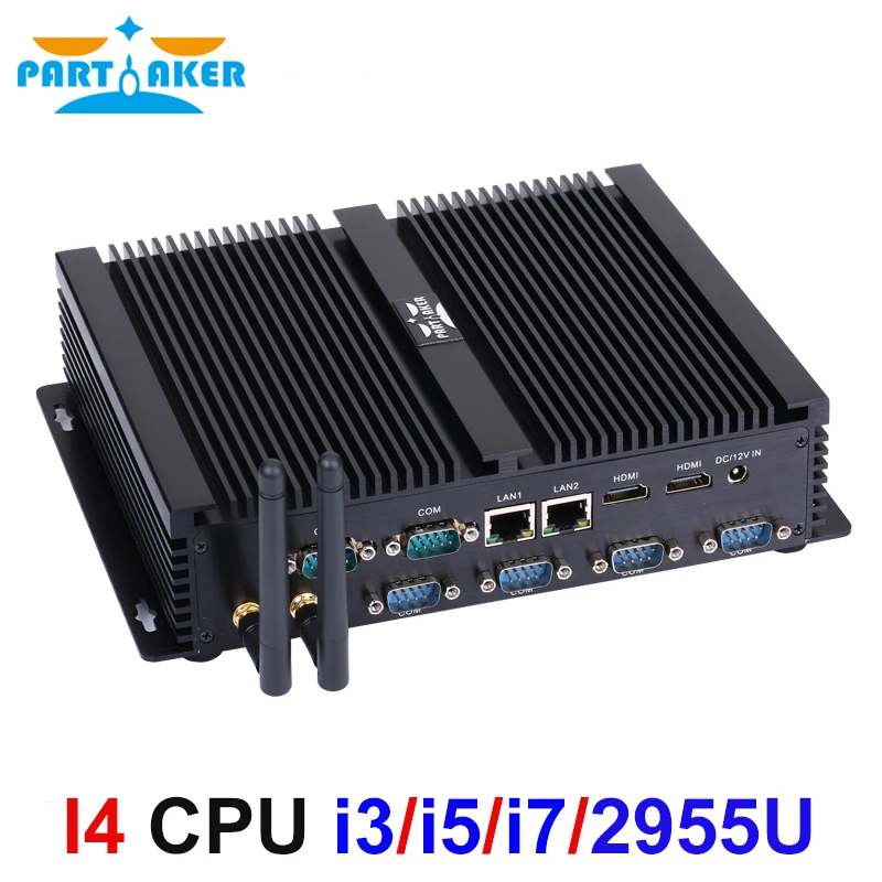 Bezwentylatorowy przemysłowy minikomputer Win10 Core i7 i5 i3 2955U 2*Intel Gigabit Lans 6*RS232 8*USB Micro Computer Linux Wifi 2*HDMI