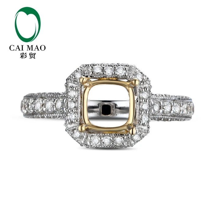 

CaiMao Cushion cut Semi Mount Ring Settings & 0.7ct Diamond 14k White Gold Gemstone Engagement Ring Fine Jewelry