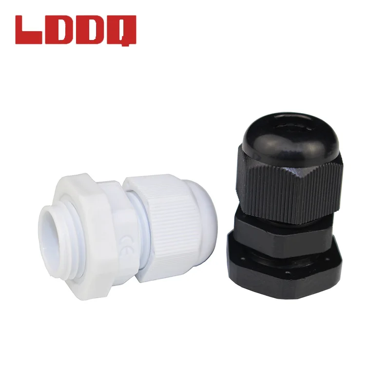 LDDQ High Quality 100pcs PG7 Nylon Waterproof Cable Gland for3-6.5mm Cable Black and White Optional Gland Joints Cable Connector