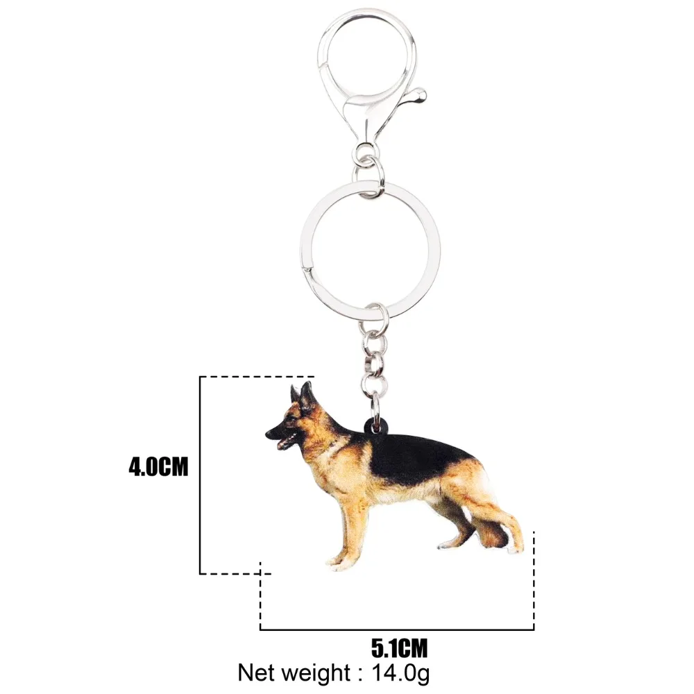 Bonsny Acrylic Standing German Shepherd Dog Key Chains Keychains Ring Animal Jewelry For Women Girls Pet Lovers Bag Car Charms